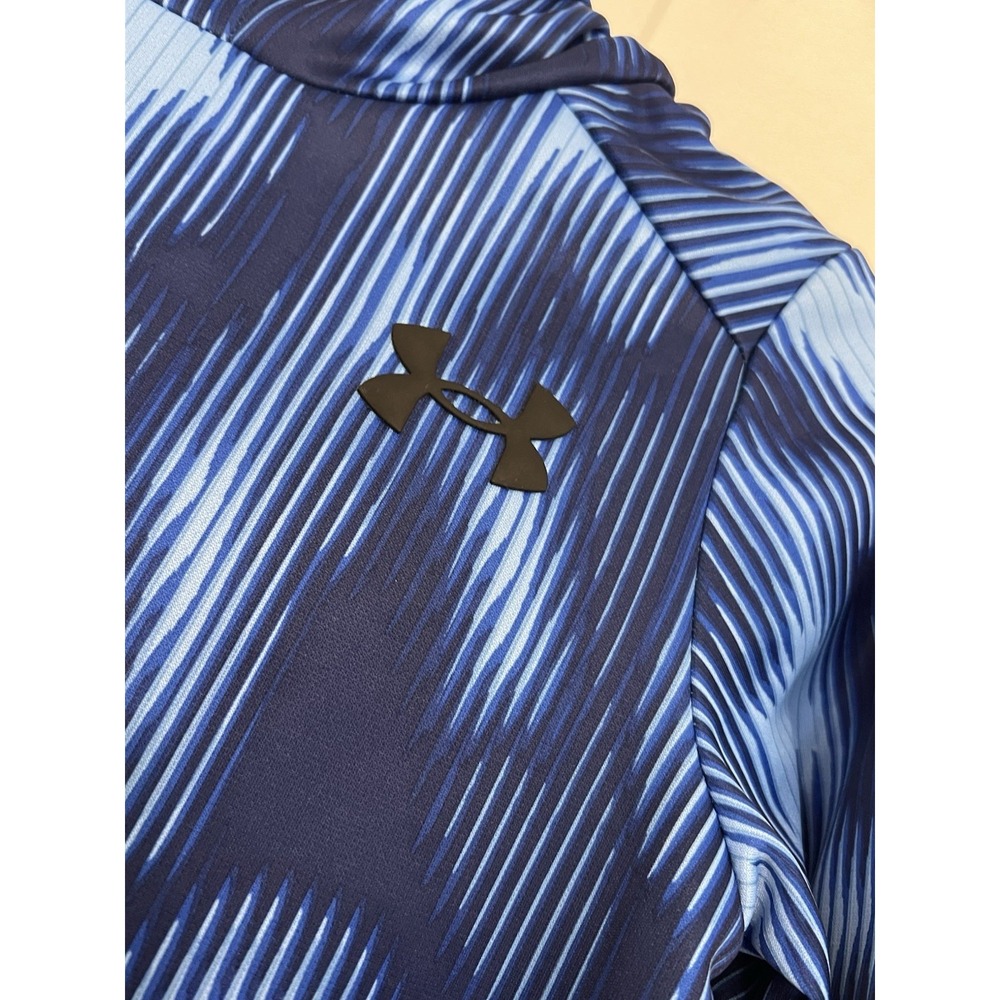 Under Armour Youth Fleece Blue Geometric Print Kids Hoodie Front Pocket Sz XS - Picture 3 of 8